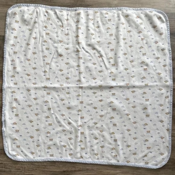 Little Me Vintage Bears Cars Stars Baby Blanket Striped Edges Cotton Lovey - Picture 2 of 6